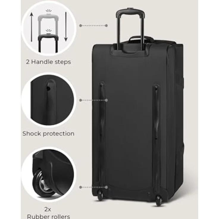 Redolz Duffle Essentials 2-Rollen Reisetasche 80 cm  XL mit Dehnfalte Sondergröße black – Bild 6