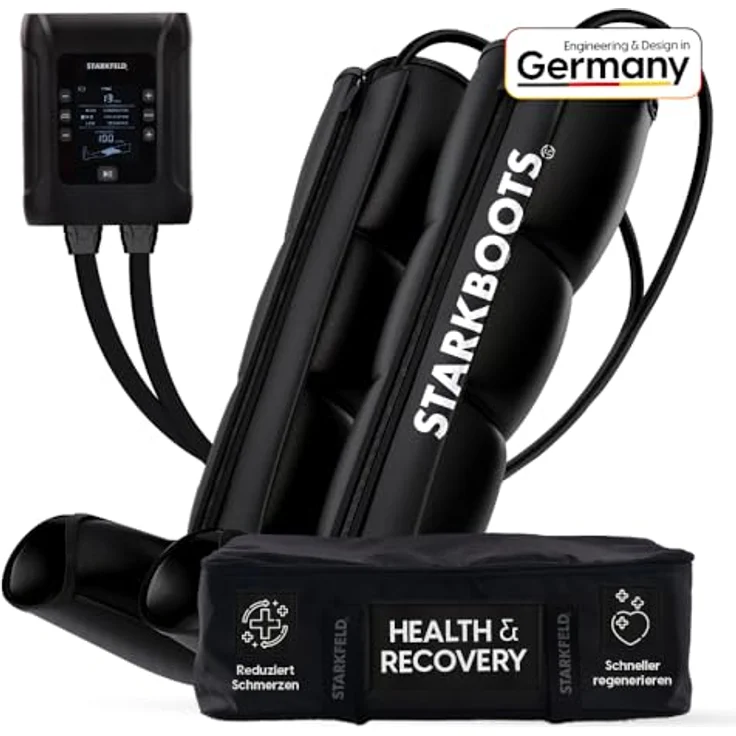 STARKFELD STARKBOOTS Recovery Boots | Lymphdrainage & Beinmassagegerät | 40-200 mmHg | Venenrückfluss & Wassereinlagerungen | Lipödem & straffe Beine | S, Schwarz – Bild 1