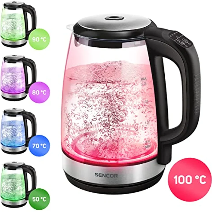 SENCOR SWK 2090BK Glas Wasserkocher mit LED-Beleuchtung (2200 Watt, Volumen 2,0 L) glass – Bild 7