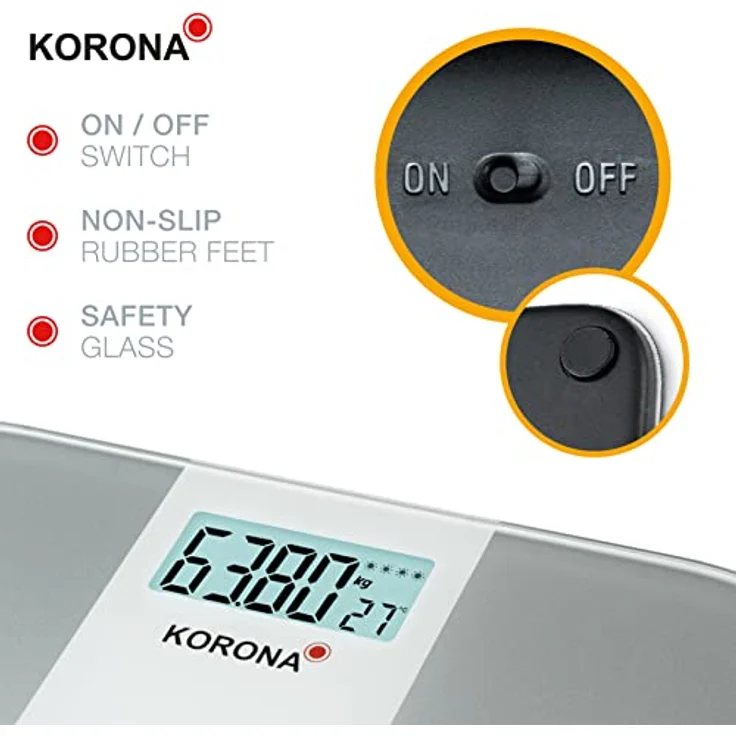 Korona 73165 Solarwaage ALINA | Batterielose Waage | Erzeugt Energie durch Solarpanel | Nachhaltig | Edle Glaswaage | Tragkraft 180 kg, Einteilung 100g | Sicherheitsglas – Bild 5