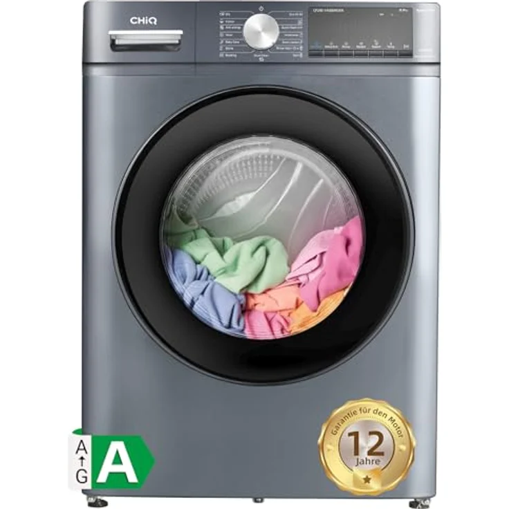 CHiQ Frontlader Waschmaschine 9 kg, 1400 U/min, Inverter, 16 Programme, Dampf, Schnellwaschgang, Auto Clean, Schwarz – Bild 1