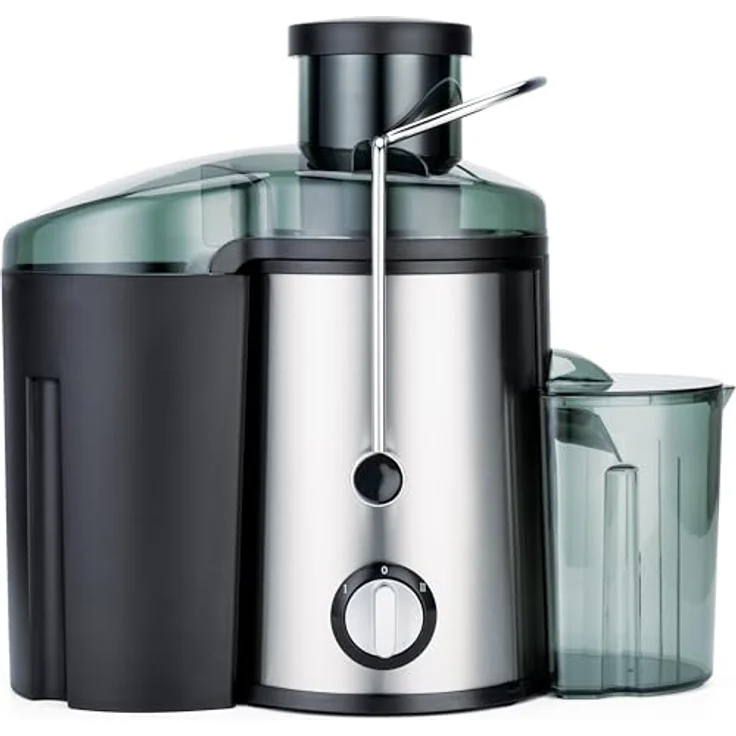 Wilfa JU1S-400 Entsafter, für Gemüse und Obst, aus rostfreiem Stahl, mit 2 Geschwindigkeitsstufen, 400 Watt, 0,45L Saftbehälter, 1,5 L Fruchtfleischbehälter, silber - Preisvergleich – Bild 2