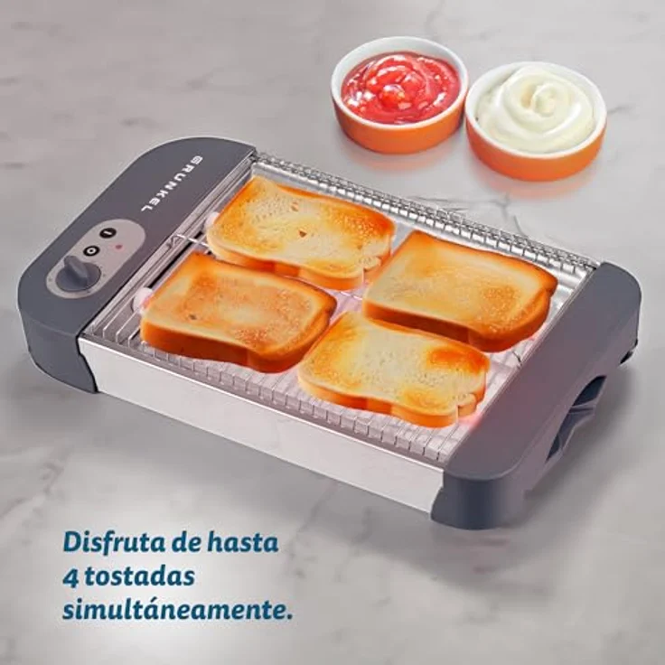 Grunkel Flacher Toaster für alle Arten von Brot und Gebäck mit 600 W Leistung. 6-stufiger Toast-Timer und Krümelschublade Modell TSP-G2 – Bild 6