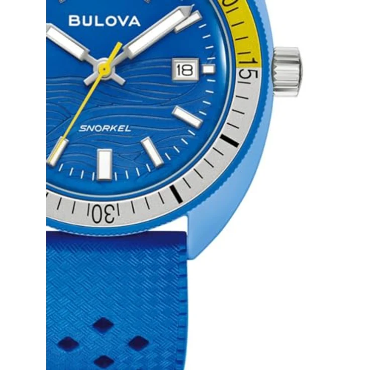 Bulova Quarz Herrenuhr Snorkel Blau 98B445, Gummiarmband mit Dornschließe, keramisches Gehäuse, Kalenderfunktion – Bild 2