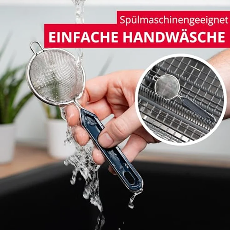 Westmark Teesieb-Kleines Haushaltssieb, Durchmesser: 7 cm, Rostfreier Edelstahl-Kunststoff, Traditionell, Silber-Schwarz, 12812270 – Bild 8
