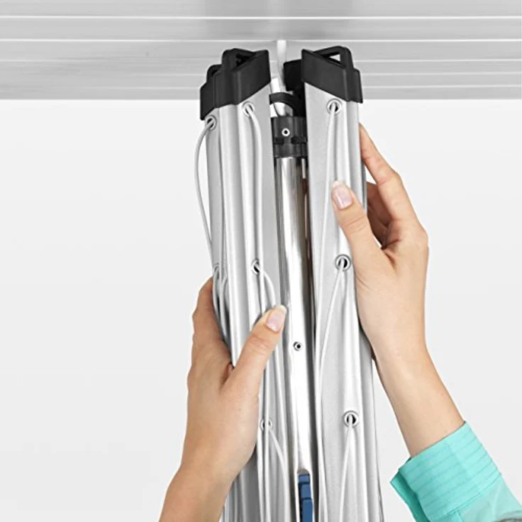 Brabantia Lift-O-Matic Wäschespinne, mit Wäscheklammerbeutel, Wäscheklammern, Abdeckung und Erdspieß – Bild 5