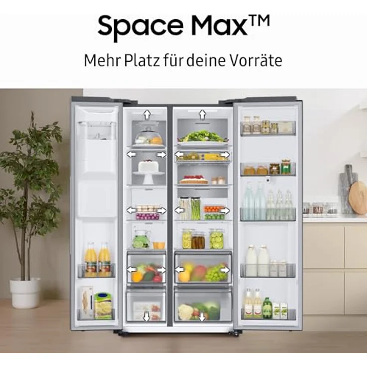 Samsung RS80F66KBFEF Kühl-Gefrier-Kombination, Premium Black Steel, AI Voice Control, Auto Open Door, AI Energy Mode, Twin Cooling Plusᵀᴹ, SpaceMaxᵀᴹ – Bild 12