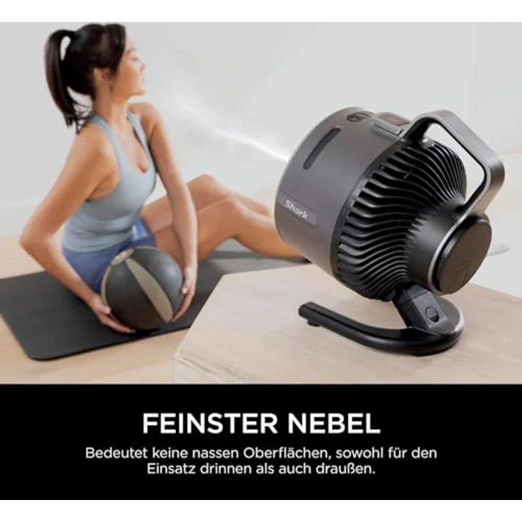 Shark FlexBreeze HydroGo Starker Ventilator mit Sprühnebel, Kühlung für drinnen & draußen, leise & langlebig, kabelgebunden & kabellos, kompakt & leicht, bis zu 20 m Luftstrom, Anthrazit FA050EU – Bild 3