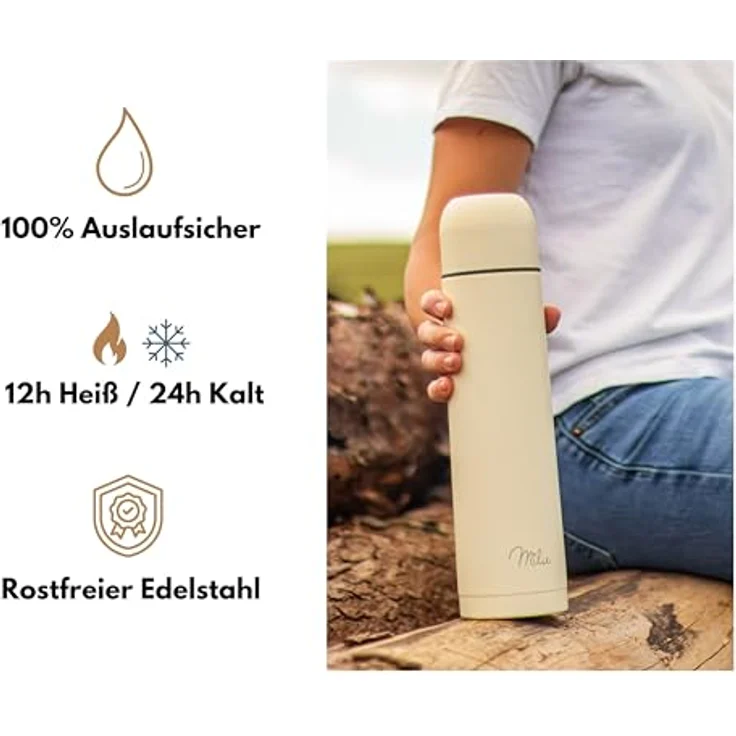 Milu Thermoskanne 1000ml + Silikon Reinigungsbürste Farbe: Schwarz – Bild 3