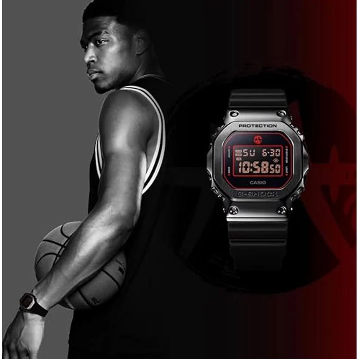 Casio G-Shock GM-5600RH-1, Armbanduhr in Schwarz, Kooperation mit Rui Hachimura, digital mit robustem Design – Bild 3