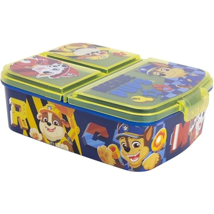 Stor Lunchbox Paw Patrol, Kinder Brotdose mit 3 Fächern, robust und leicht zu öffnen, ideal für Schule und Ausflüge – Bild 1