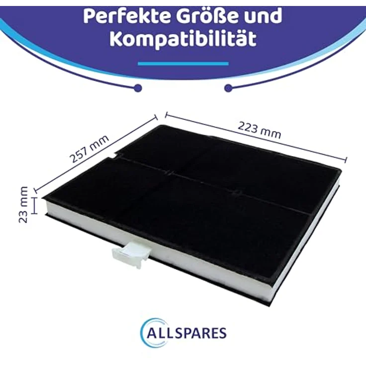 Aktivkohlefilter Dunstabzugshaube für Bosch Siemens Neff Constructa 361047 00361047 DHZ5135 LZ51350 Z5117X5 Filter 258 x 226 x 23 mm – Bild 3