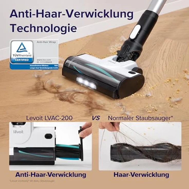 Levoit Akku-Hand-und Stielstaubsauger, 180,00 W, beutellos, Vakuum - LSV-V201-WEU, Turbo-Modus, Eco-Modus, weiß – Bild 2
