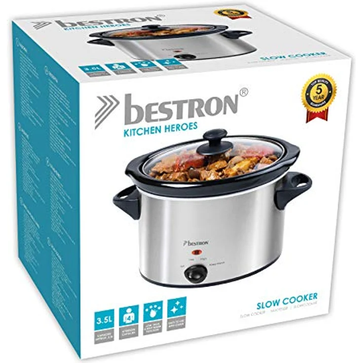 Bestron Dampfgarer, Mit Keramikpfanne und Glasdeckel, 3,5 Liter, 180 Watt, Edelstahl – Bild 8