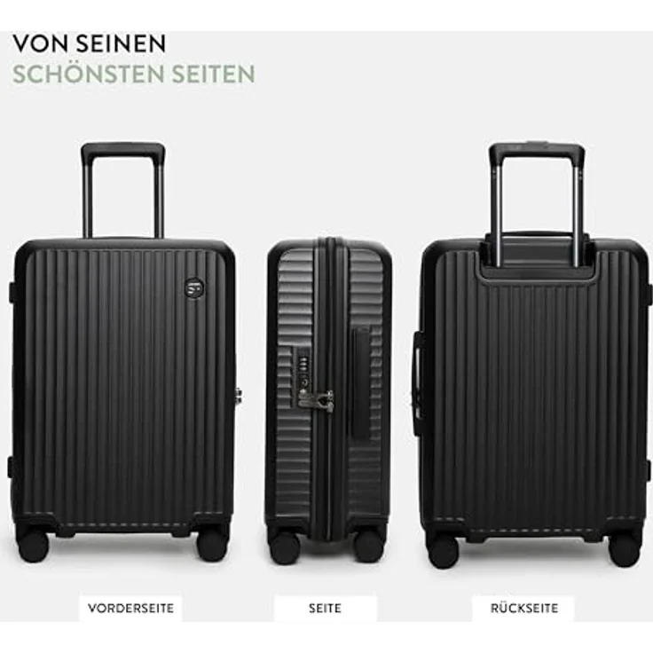 SURI FREY Trolley SFY FreyWay Paris, Handgepäck Koffer aus robustem Polycarbonat, 36 Liter, TSA Zahlenschloss, schwarz – Bild 3