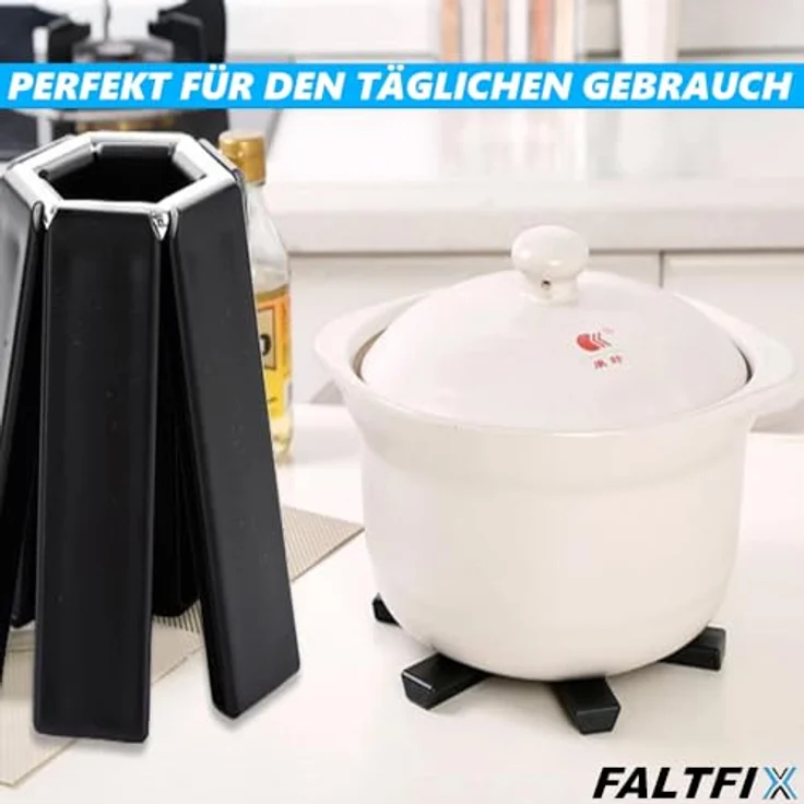 MAVURA FALTIX, Faltbarer Topfuntersetzer, hitzebeständig, rutschfest, in Schwarz, 19 cm – Bild 6