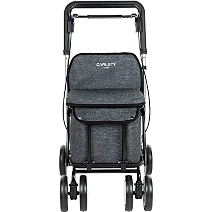 Carlett - Einkaufstrolley Rollator mit 4 Rädern und Sitz, Zusammenklappbarer Einkaufswagen mit herausnehmbarer Einkaufstasche 29L/15kg, Lett800 Senior Comfort, Azurro – Bild 2