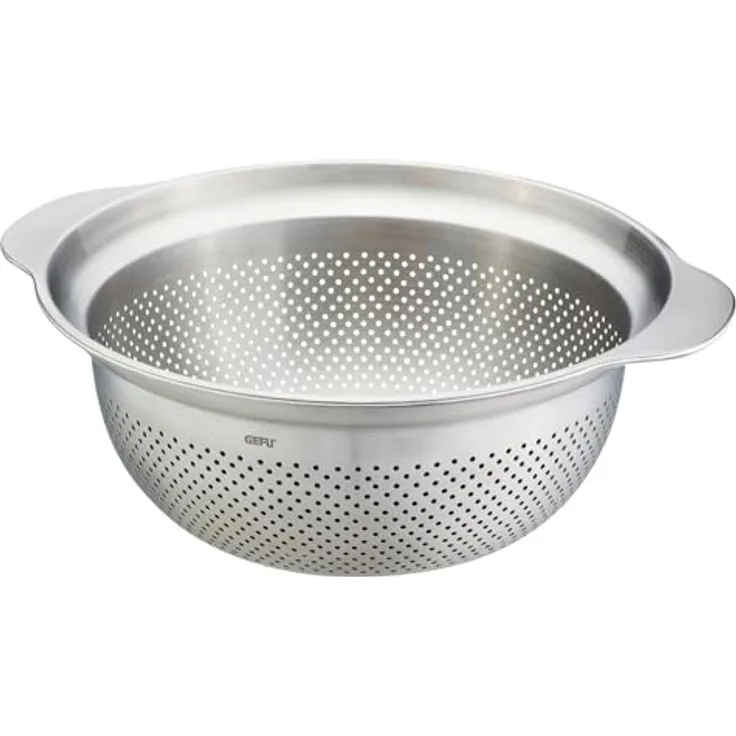 GEFU Seiher Premio - 3-in-1-Funktion: Abseihen, Waschen und Dünsten, Ø 27 cm, Edelstahl, Silber