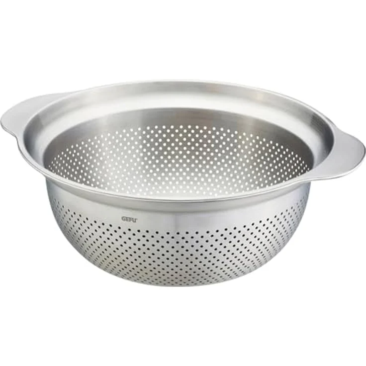 GEFU Seiher Premio - 3-in-1-Funktion: Abseihen, Waschen und Dünsten, Ø 27 cm, Edelstahl, Silber – Bild 1