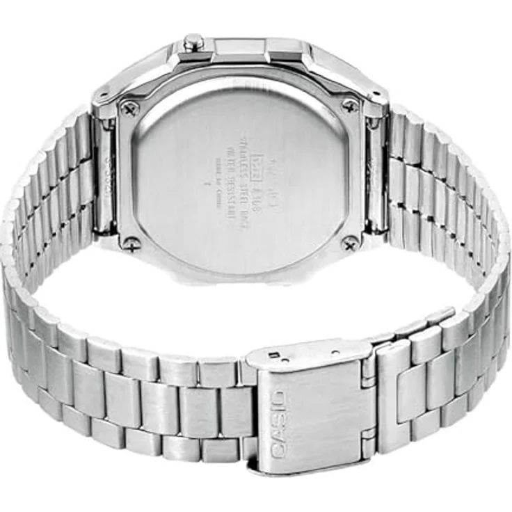 Casio Unisex Digital Edelstahl Armbanduhr A168WA 1W, Quarz, Alarm, Frustfreie Verpackung – Bild 2
