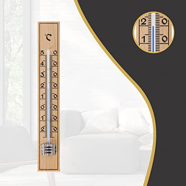 Lantelme® 3 Stück Zimmerthermometer analoges Holz Thermometer aus deutscher Herstellung Buchenholz auch für Außen und Innen (3) – Bild 5