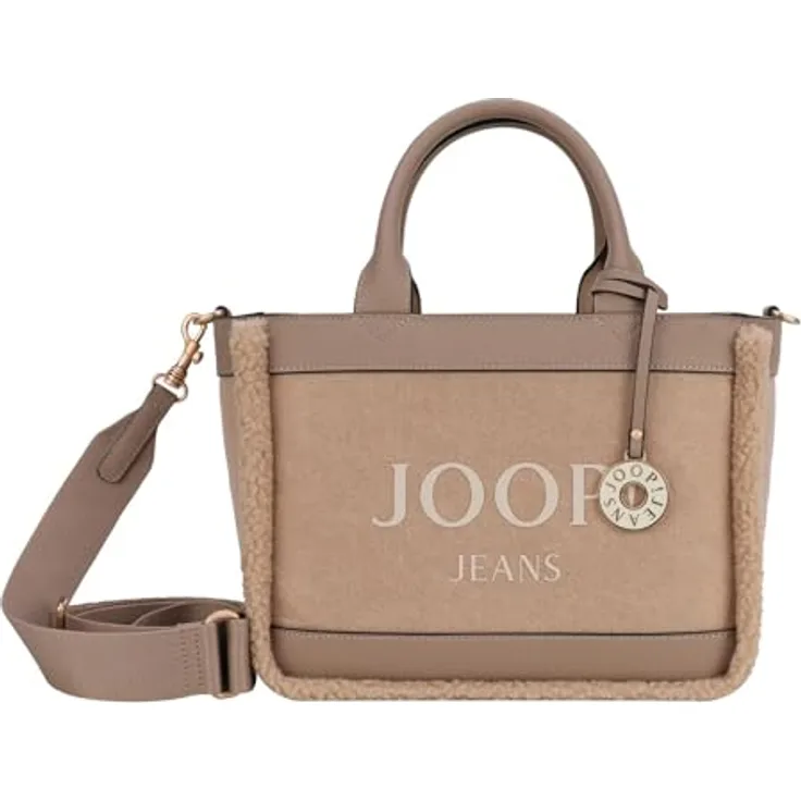 JOOP! Calduccio Yvette Shopper, Handtasche aus Filz mit Kunstleder- und Teddyfell-Details, Farbe Nude, 45 x 20 x 28 cm