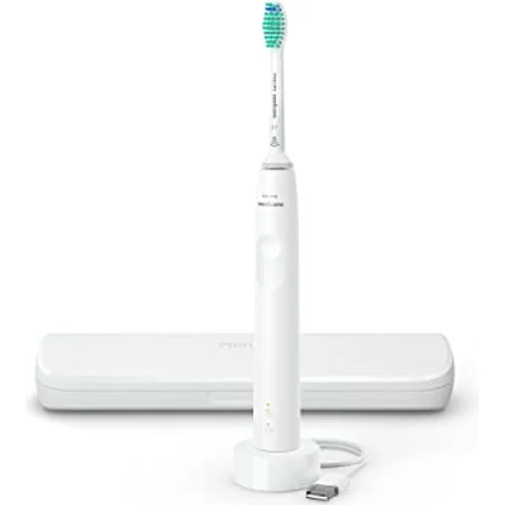 Philips Sonicare 3100 elektrische Schallzahnbürste mit Drucksensor und Ersatz-Erinnerung, HX3673/13, weiß – Bild 1