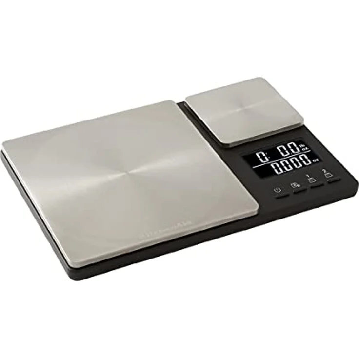 KitchenAid Digitale Lebensmittel-Waage mit Zwei Plattformen, wiegt zwischen 5000g und 500g Schwarz Einheitsgröße – Bild 1
