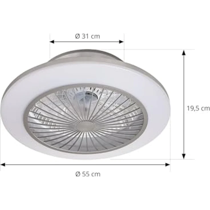 Lindby LED Deckenventilator mit Licht und Fernbedienung leise (Ø 55 cm), 2-in-1: Ventilator mit Lampe LED dimmbar, 3 Geschwindigkeiten, CCT Farbwechsel, silber/opal – Bild 3