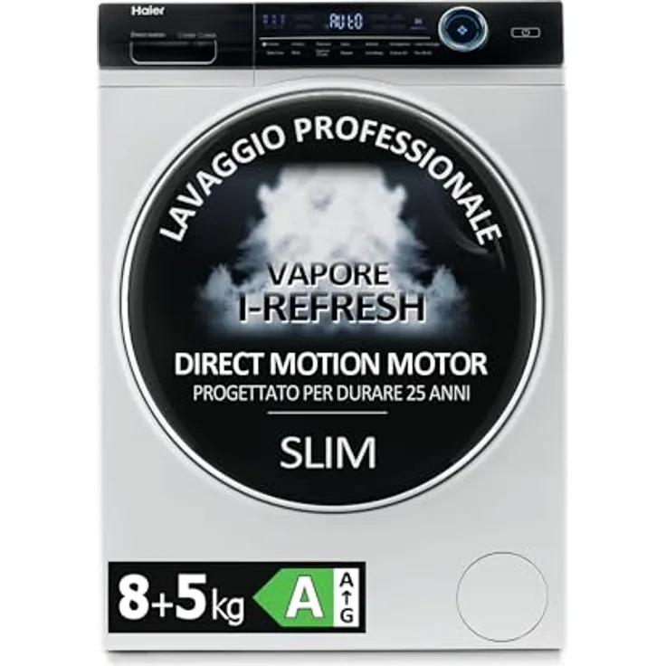 Haier HWD80-B14979 Waschtrockner Freistehend Frontlader, 5 kg Kapazität, 1400 RPM, Energieeffizienzklasse A, Weiß