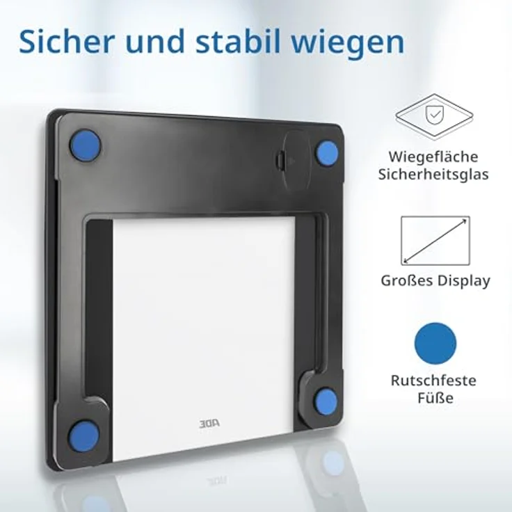 ADE Digitale Körperfettwaage bis 200 kg | Personenwaage mit Körperfettanalyse, BMI, Muskelmasse, Körperwasser, Gewicht, BMR | Körperwaage mit Benutzererkennung | Schwarz – Bild 5