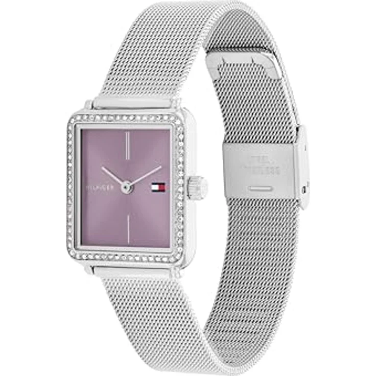 Tommy Hilfiger Zwei-Zeiger-Quarzwerk-Uhr für Damen, Lavender Zifferblatt, Edelstahl-Mesh-Gliederarmband, 3 ATM Wasserdichtigkeitsgrad - 1782790 – Bild 2
