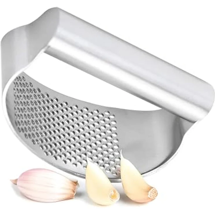 hausleben Knoblauchpresse Edelstahl – Ergonomischer Knoblauch- und Ingwerzerkleinerer, rostfrei, kompakt und leicht zu reinigen – Bild 1