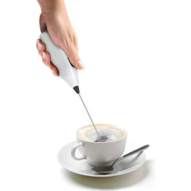 Milchaufschäumer batteriebetrieben, ergonomischer Griff, weiß – Bild 3