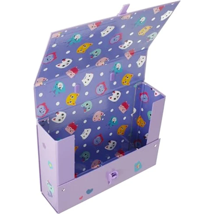 Gabby's Dollhouse A4 Handarbeitskoffer, lila mit stabilem Griff und sicherem Kunststoffclip, 33x25x9,5 cm – Bild 4