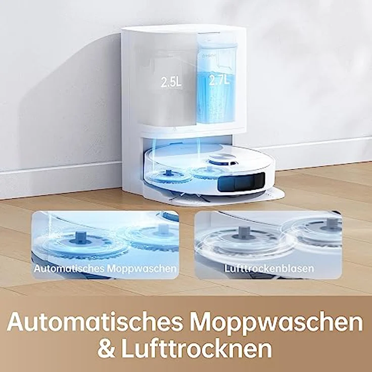 Dreame L10 Prime Saugroboter und Wischroboter mit Automatischer Waschstation von Wischpads, 7mm Mopanhebung, LDS Navigation, 4000Pa Saugleistung, 3D Mapping, WiFi/APP/Alexa – Bild 4