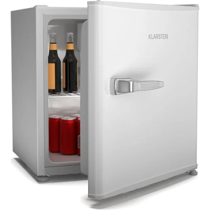 Klarstein Irene 46L Retro Mini-Kühlschrank, Leiser Betrieb mit 37 dB, Einstellbares Thermostat, Energieeffizient, Weiß – Bild 1