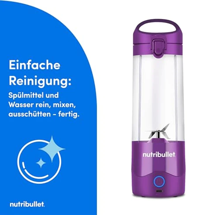 NutriBullet NBP003PU Portable Standmixer, 475ml, USB-C, BPA-frei, kabelloser Betrieb – Bild 7