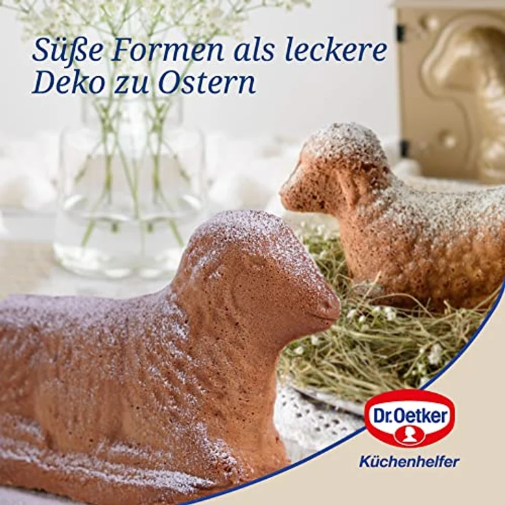 Dr. Oetker Osterbackformen-Set Goldiges Ostern, 2er Set mit Lamm- und Mini-Lammform aus Stahlblech, Antihaftbeschichtung, hitzebeständig bis 230 °C, Farbe: Gold – Bild 5
