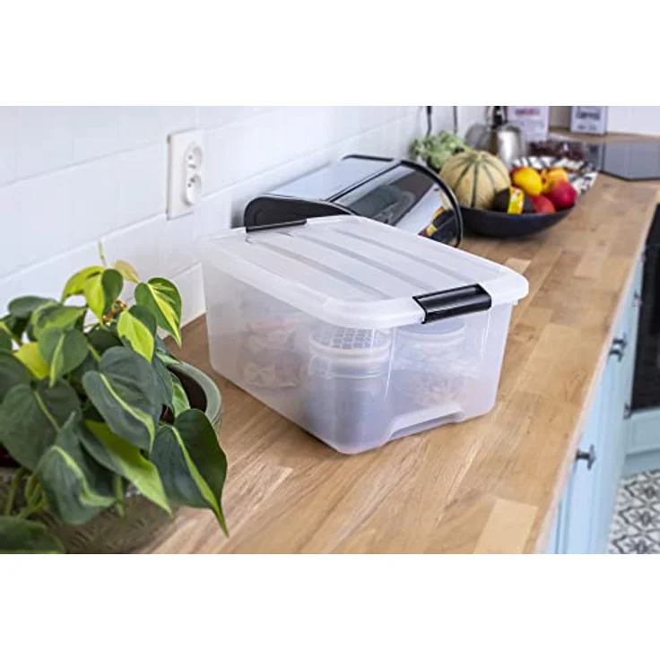 IRIS 3er-Set stapelbare Aufbewahrungsboxen 'Top Box', mit Deckel und Klickverschluss, 15 Liter, Kunststoff - Plastik, transparent – Bild 2