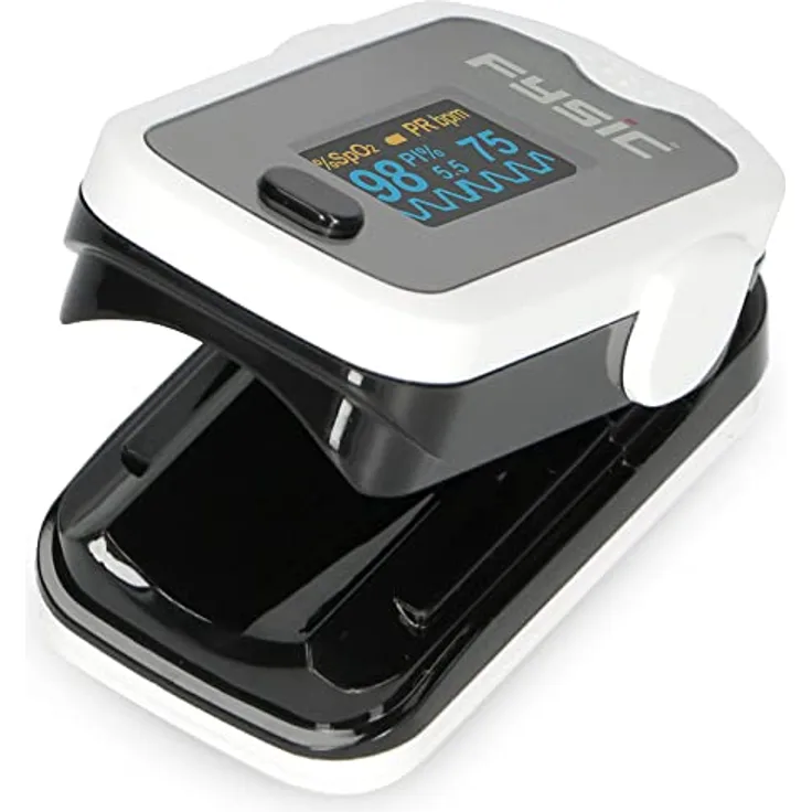Fysic FPO-11 Pulsoximeter - Fingerpulsoximeter zur Messung Sauerstoffsättigung und Blutsauerstoffgehalt - Grau