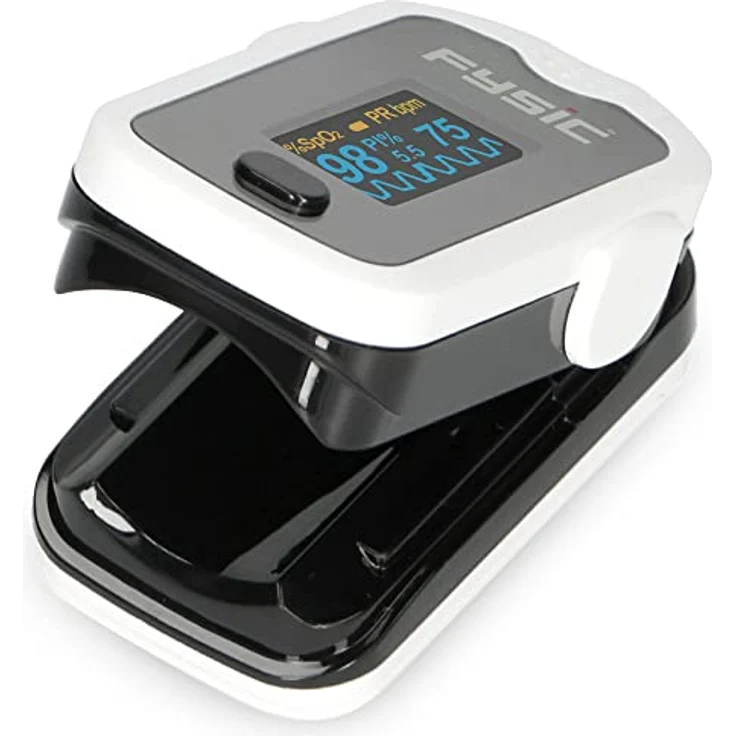 Fysic FPO-11 Pulsoximeter - Fingerpulsoximeter zur Messung Sauerstoffsättigung und Blutsauerstoffgehalt - Grau – Bild 1