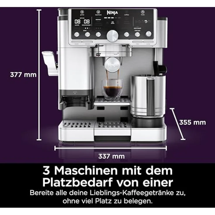 NINJA Luxe Cafe ES701EU, Siebträgermaschine mit integriertem Mahlwerk, 13 Espresso-Arten, 5 Schaumvoreinstellungen, automatischer Tamper und Reinigung – Bild 11