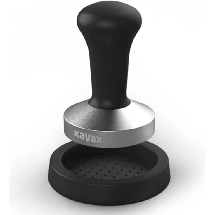 Xavax Tamping-Set 58 mm, Edelstahl mit rutschfester Tampermatte, Schwarz, Zubehör für Kaffeemaschinen – Bild 2