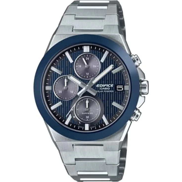Casio Edifice EFS-S650D-2AEF, Herrenuhr Solar Chrono aus Edelstahl mit blauem Zifferblatt und kratzfestem Saphirglas – Bild 2