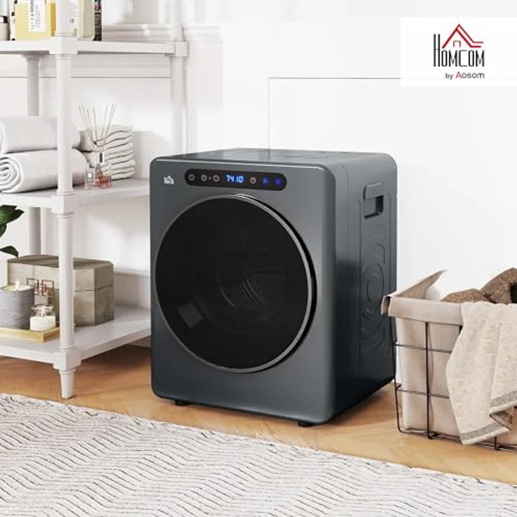HOMCOM Mini Ablufttrockner 3 kg mit Desinfektion, 1000W, 6 Programmen, Touch-Screen und 3 Temperaturen, grau für Wohnmobile und Häuser – Bild 2