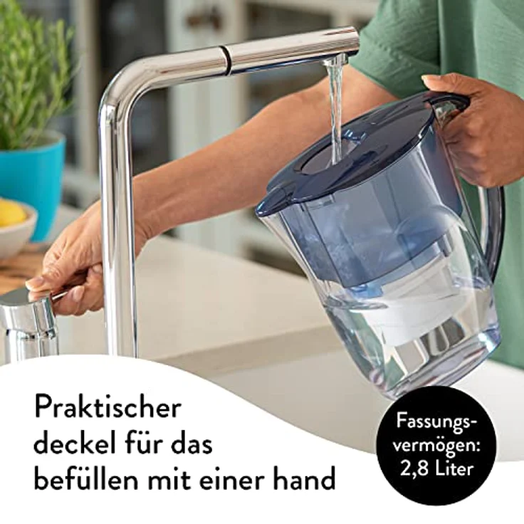 Aqua Optima Oria Wasserfilterkanne & 9 x 30 Tage Evolve+ Wasserfilterkartusche, 2,8 Liter Fassungsvermögen, zur Reduzierung von Mikroplastik, Chlor, Kalk und Verunreinigungen, Weiß – Bild 3