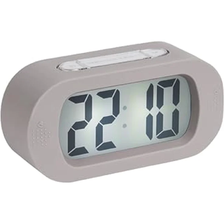 Karlsson Wecker Gummy, Digitaler Wecker aus Silikon in Warm Grey, kompaktes Design für Schlafzimmer - 14x7x5cm – Bild 1