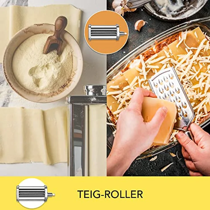 Hochwertiger CARRERA Teig-Roller, 140mm, 8 Stufen, Edelstahl, für CARRERA Küchenmaschine No 657 – Bild 3