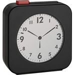 TFA Dostmann Funk-Wecker 60.2555.01, LCD Display mit analoger Zeitanzeige, schwarz/rot, ideal als Reisewecker mit Snooze-Funktion und Feststelltaste